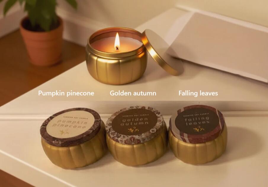 Pumpkin Shaped Tin Candle